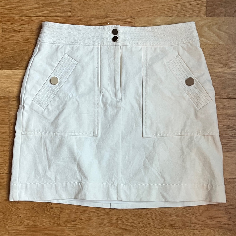 LOFT Cream Skirt with Button Accents